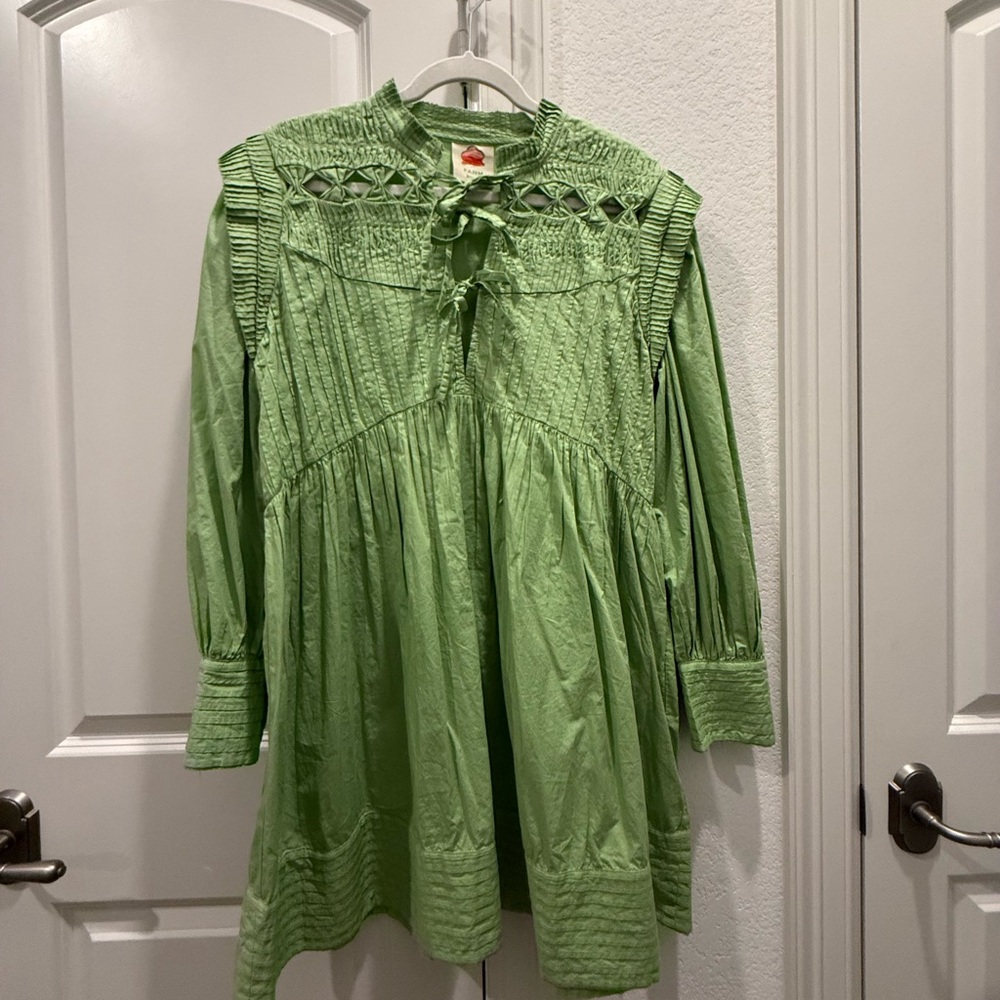 FARM Rio Lime Green Open Yoke Mini Dress - Picture 2 of 6